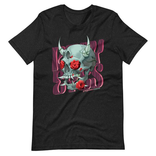 "Rosy Eyes" Unisex T-Shirt (Heather Black)